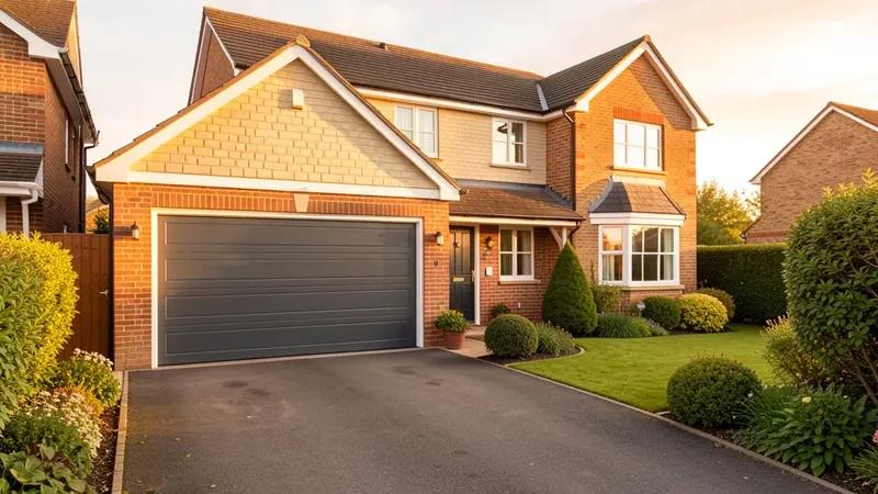 A modern garage door fitted to a Peterborough home